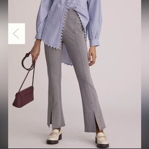 Anthropologie Maeve Seamed Flare Pants Gray Tweed Ponte Knot Size US 2 Slit